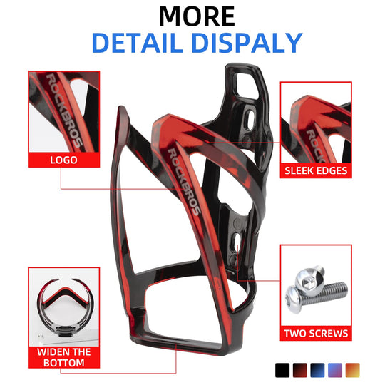 ROCKBROS Bike Water Bottle Holder Ultra-Light Bicycle Bottle Cages with Screws Tool, Universal Bike Cup Holder for Road MTB Mountain Bikes Cycling Accessories（2 Pack）