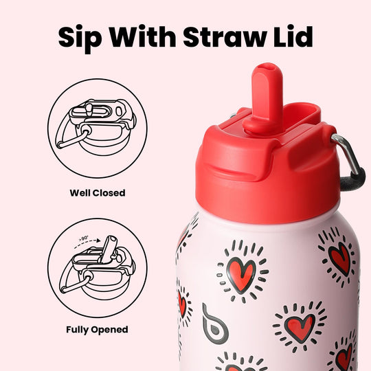BOTTLE BOTTLE Insulated Water Bottle 950ml(32oz) Stainless Steel Sports Water Bottles with Straw Dual-use Lid Drink Flask Design for Gym with Pill Box (denim beats)