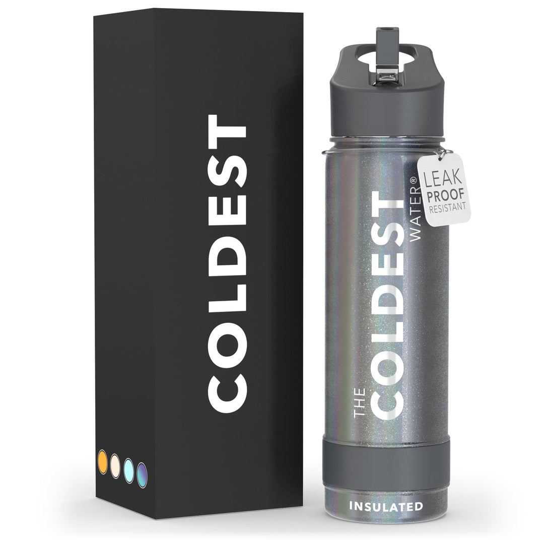 The Coldest Water COLDEST Sports Water Bottle -40 oz (Straw Lid), Leak Proof, Vacuum Insulated Stainless Steel, Hot Cold, Double Walled, Thermo Mug, Metal Canteen (40 oz, Astro Purple)