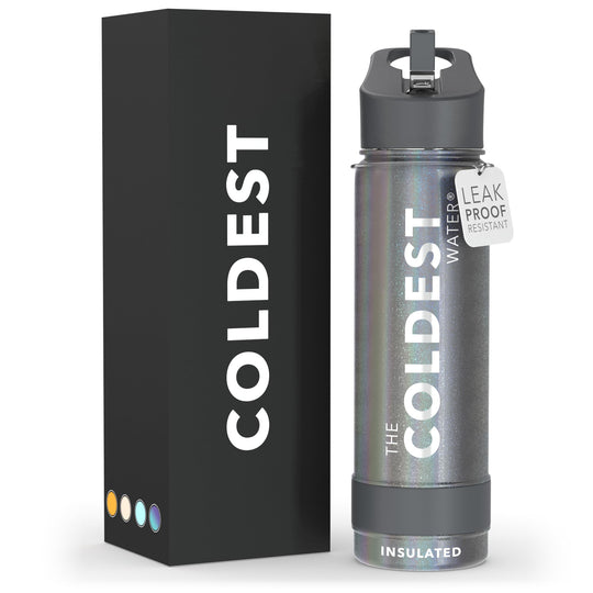 The Coldest Water COLDEST Sports Water Bottle -40 oz (Straw Lid), Leak Proof, Vacuum Insulated Stainless Steel, Hot Cold, Double Walled, Thermo Mug, Metal Canteen (40 oz, Astro Purple)