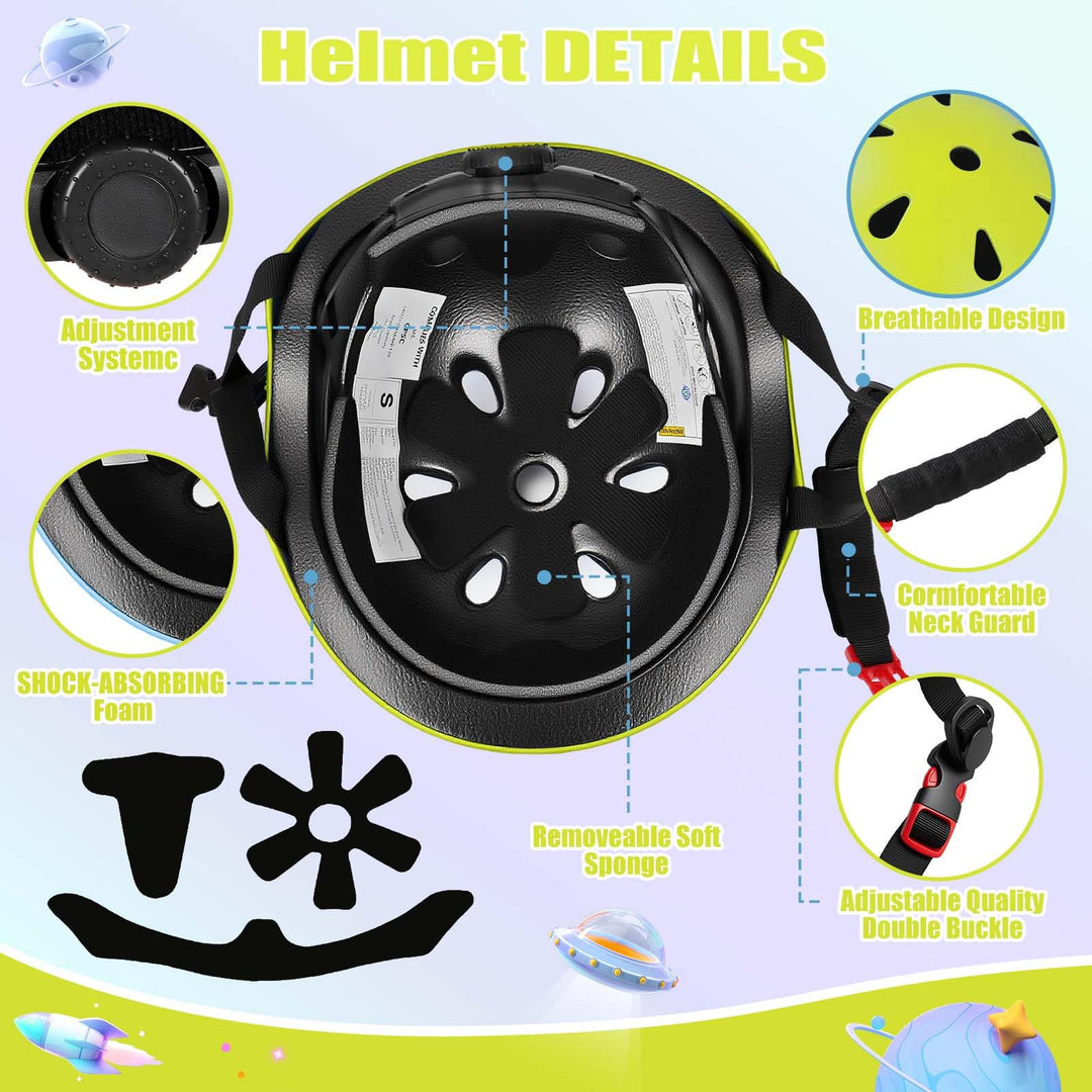 Kids Bike Helmet Set Adjustable Helmet for Ages 3-15 Kids Toddler Boys Girls Youth, Multi-Sport Bicycle Skateboarding Scooter Rollerblade Balance Bike Helmets