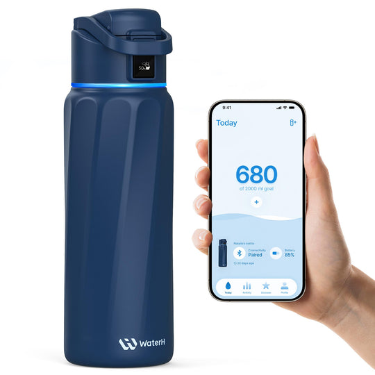 WATERH Boost Smart Water Bottle that Reminds You to Drink, BPA-Free Stainless Steel Vacuum Insulated Bottle, Wide Mouth Water Tracker Bottle with APP, Ideal for Father&