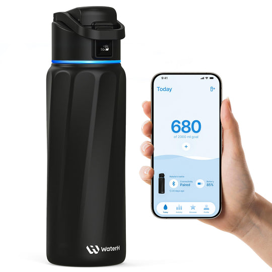 WATERH Boost Smart Water Bottle that Reminds You to Drink, BPA-Free Stainless Steel Vacuum Insulated Bottle, Wide Mouth Water Tracker Bottle with APP, Ideal for Father&