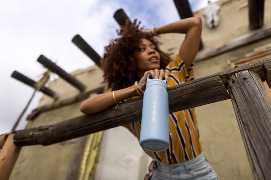 LifeStraw Go Series – Insulated Stainless Steel Water Filter Bottle for Travel and Everyday use removes Bacteria, parasites and microplastics, Improves Taste
