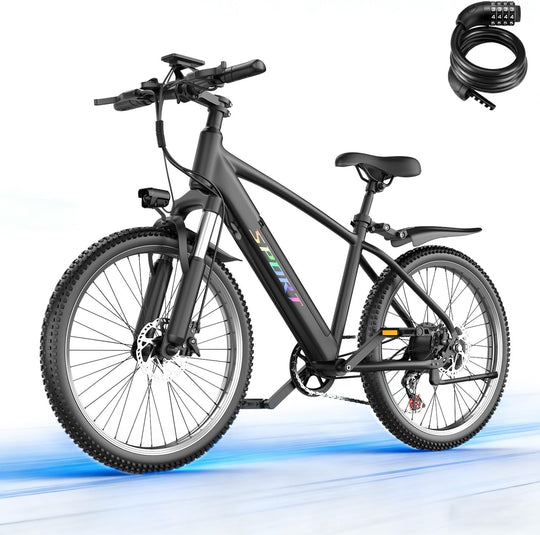 Electric Bike for Adults, 1500W Peak E-Bike, Up to 105 KM 40KM/H, 7-Speed Electric Mountain Bike, 48V 12Ah Removable Battery, 26" Tires Electric Bicycle for Commute, Front Fork Suspension, Headlight