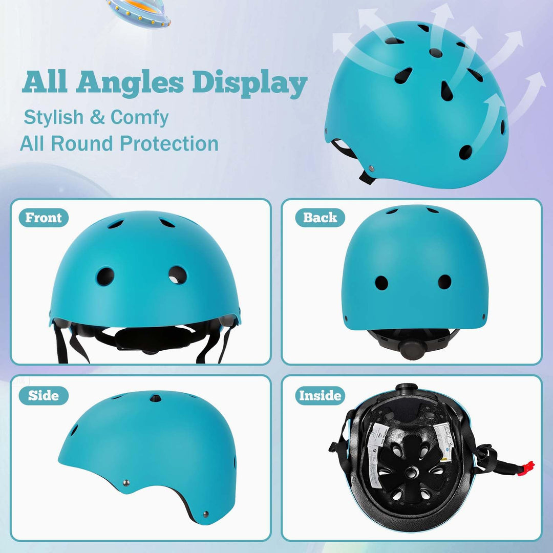 Kids Bike Helmet Set Adjustable Helmet for Ages 3-15 Kids Toddler Boys Girls Youth, Multi-Sport Bicycle Skateboarding Scooter Rollerblade Balance Bike Helmets