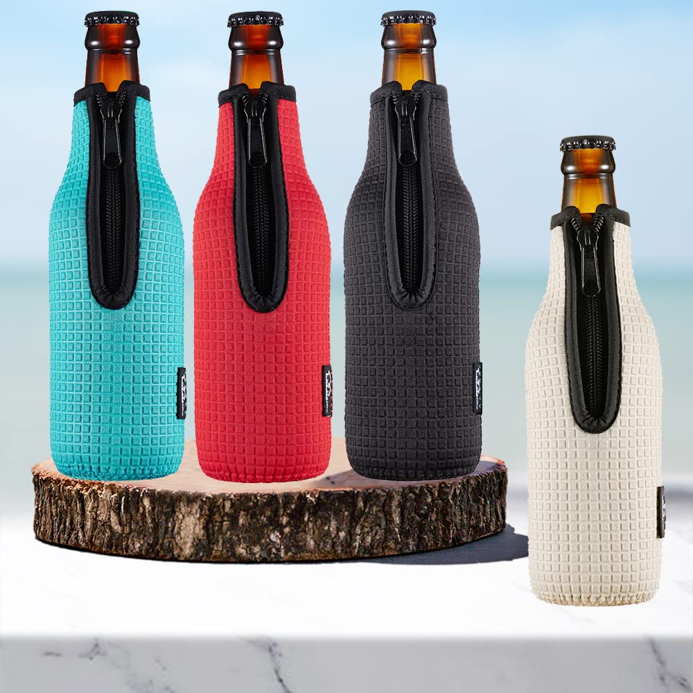 WKieason 16-18oz Neoprene Water Bottle Sleeves Insulators Beverage Berer Bottle Can Sleeves Covers Beer Bottle Coolers Holder Non-slip Neoprene Drink Coolier Sleeves 3PC Pack (Black/Blue/Yellow)