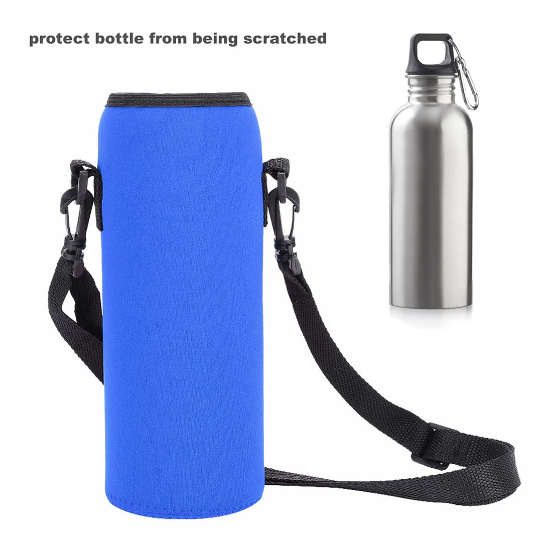 Neoprene Water Bottle Carrier Bag, 1000ML/34OZ Blue Insulated Beverage Bottle Can Sleeves Covers Coolers Holder with Strap