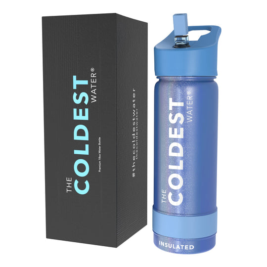 The Coldest Water COLDEST Sports Water Bottle -40 oz (Straw Lid), Leak Proof, Vacuum Insulated Stainless Steel, Hot Cold, Double Walled, Thermo Mug, Metal Canteen (40 oz, Astro Purple)