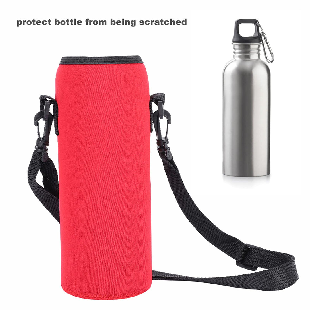 Neoprene Water Bottle Carrier Bag, 1000ML/34OZ Blue Insulated Beverage Bottle Can Sleeves Covers Coolers Holder with Strap