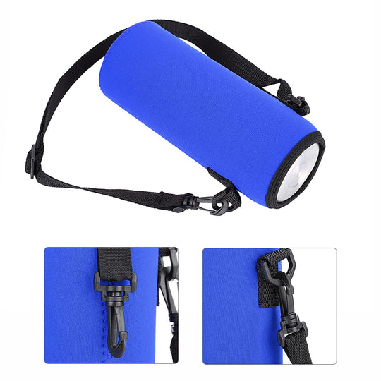 Neoprene Water Bottle Carrier Bag, 1000ML/34OZ Blue Insulated Beverage Bottle Can Sleeves Covers Coolers Holder with Strap