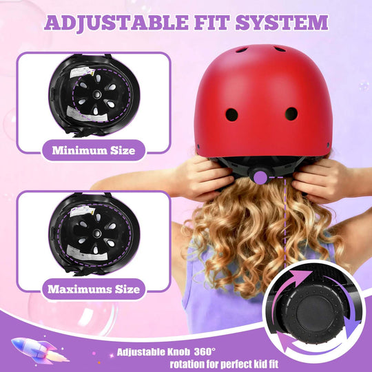 Kids Bike Helmet Set Adjustable Helmet for Ages 3-15 Kids Toddler Boys Girls Youth, Multi-Sport Bicycle Skateboarding Scooter Rollerblade Balance Bike Helmets