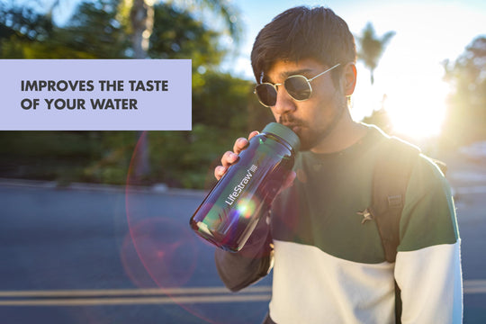 LifeStraw Go Series – BPA-Free Water Filter Bottle for Travel and Everyday use removes Bacteria, parasites and microplastics, Improves Taste