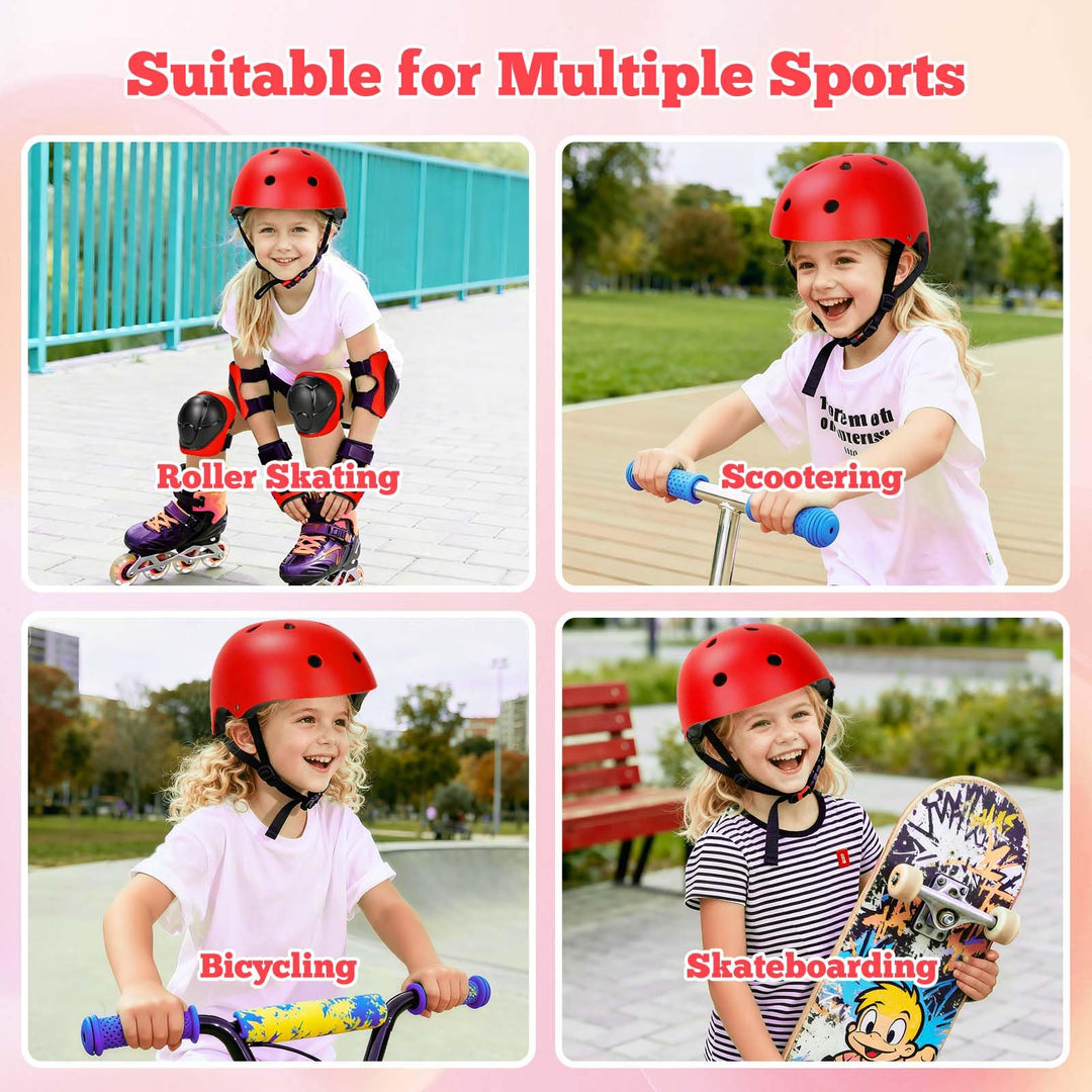 Kids Bike Helmet Set Adjustable Helmet for Ages 3-15 Kids Toddler Boys Girls Youth, Multi-Sport Bicycle Skateboarding Scooter Rollerblade Balance Bike Helmets