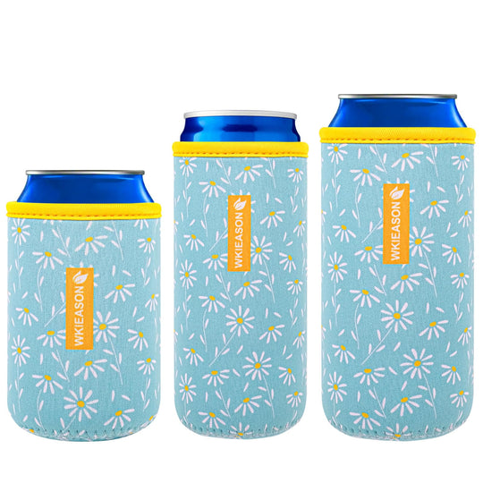 WKieason 16-18oz Neoprene Water Bottle Sleeves Insulators Beverage Berer Bottle Can Sleeves Covers Beer Bottle Coolers Holder Non-slip Neoprene Drink Coolier Sleeves 3PC Pack (Black/Blue/Yellow)