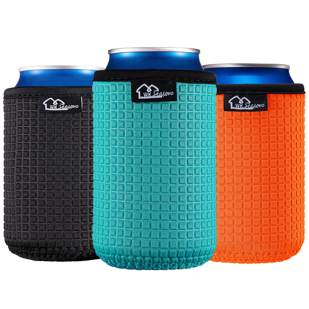 WKieason 16-18oz Neoprene Water Bottle Sleeves Insulators Beverage Berer Bottle Can Sleeves Covers Beer Bottle Coolers Holder Non-slip Neoprene Drink Coolier Sleeves 3PC Pack (Black/Blue/Yellow)