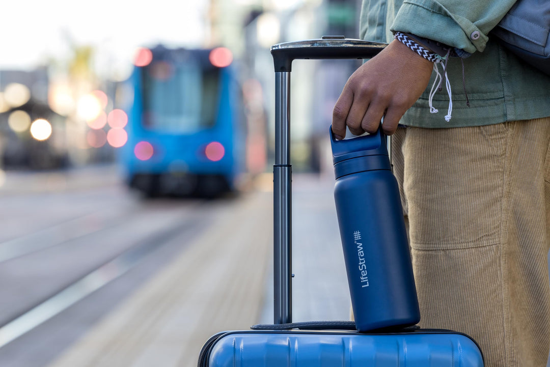 LifeStraw Go Series – Insulated Stainless Steel Water Filter Bottle for Travel and Everyday use removes Bacteria, parasites and microplastics, Improves Taste