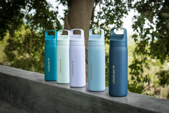 LifeStraw Go Series – Insulated Stainless Steel Water Filter Bottle for Travel and Everyday use removes Bacteria, parasites and microplastics, Improves Taste