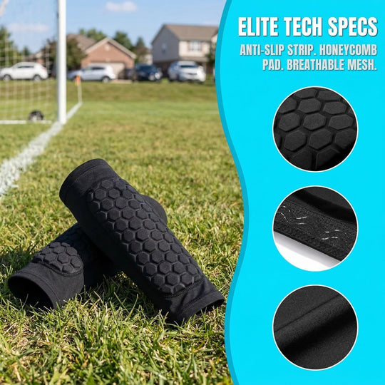 Shin Guards Soccer Kids, Shin Pads Soccer with Honeycomb Pads, Heavy Duty Impact Absorption Nti-Collision Breathable Elastic Shin Defender Shin Guards for Youth Adult