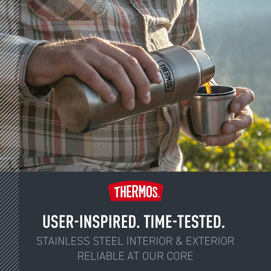 Thermos Stainless King 16 Ounce Compact Bottle, Stainless Steel, Gray