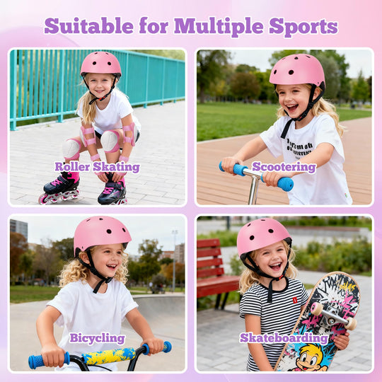 Kids Bike Helmet Set Adjustable Helmet for Ages 3-15 Kids Toddler Boys Girls Youth, Multi-Sport Bicycle Skateboarding Scooter Rollerblade Balance Bike Helmets