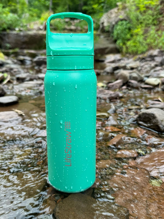 LifeStraw Go Series – Insulated Stainless Steel Water Filter Bottle for Travel and Everyday use removes Bacteria, parasites and microplastics, Improves Taste