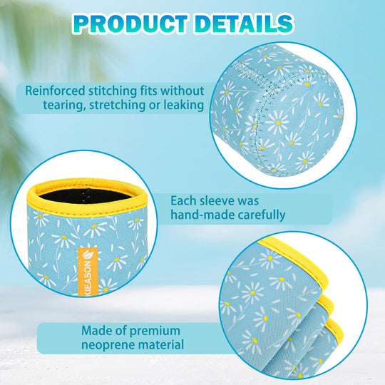 WKieason 16-18oz Neoprene Water Bottle Sleeves Insulators Beverage Berer Bottle Can Sleeves Covers Beer Bottle Coolers Holder Non-slip Neoprene Drink Coolier Sleeves 3PC Pack (Black/Blue/Yellow)
