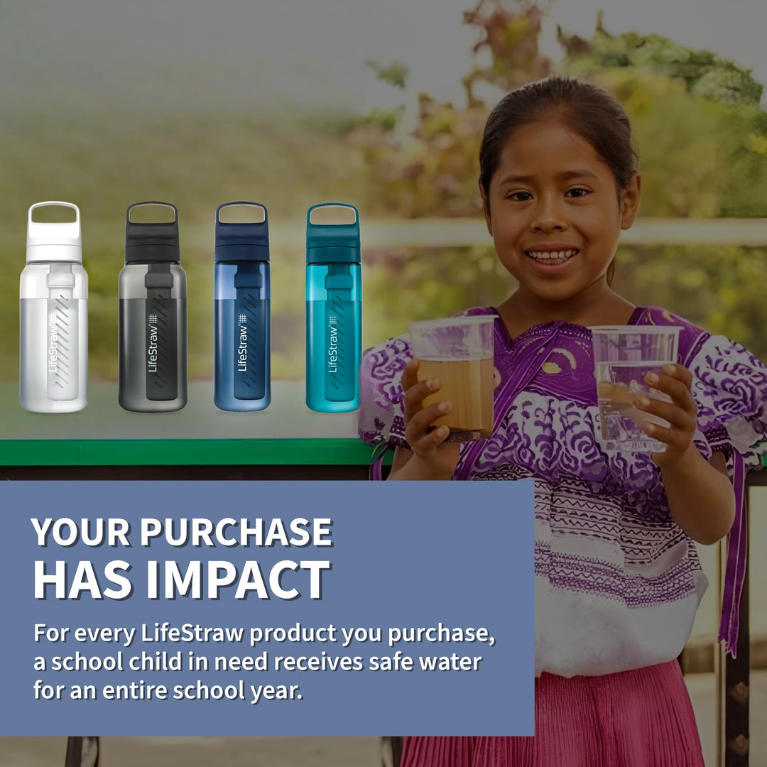 LifeStraw Go Series – BPA-Free Water Filter Bottle for Travel and Everyday use removes Bacteria, parasites and microplastics, Improves Taste