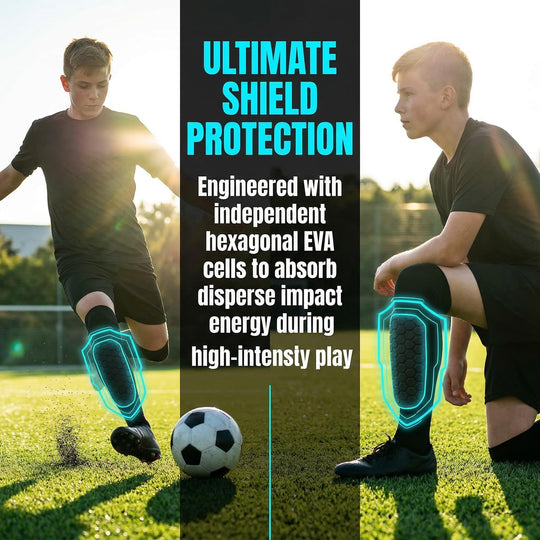 Shin Guards Soccer Kids, Shin Pads Soccer with Honeycomb Pads, Heavy Duty Impact Absorption Nti-Collision Breathable Elastic Shin Defender Shin Guards for Youth Adult