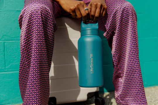 LifeStraw Go Series – Insulated Stainless Steel Water Filter Bottle for Travel and Everyday use removes Bacteria, parasites and microplastics, Improves Taste