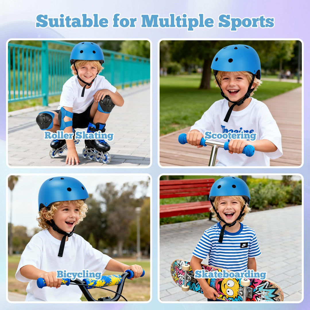 Kids Bike Helmet Set Adjustable Helmet for Ages 3-15 Kids Toddler Boys Girls Youth, Multi-Sport Bicycle Skateboarding Scooter Rollerblade Balance Bike Helmets