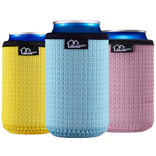 WKieason 16-18oz Neoprene Water Bottle Sleeves Insulators Beverage Berer Bottle Can Sleeves Covers Beer Bottle Coolers Holder Non-slip Neoprene Drink Coolier Sleeves 3PC Pack (Black/Blue/Yellow)