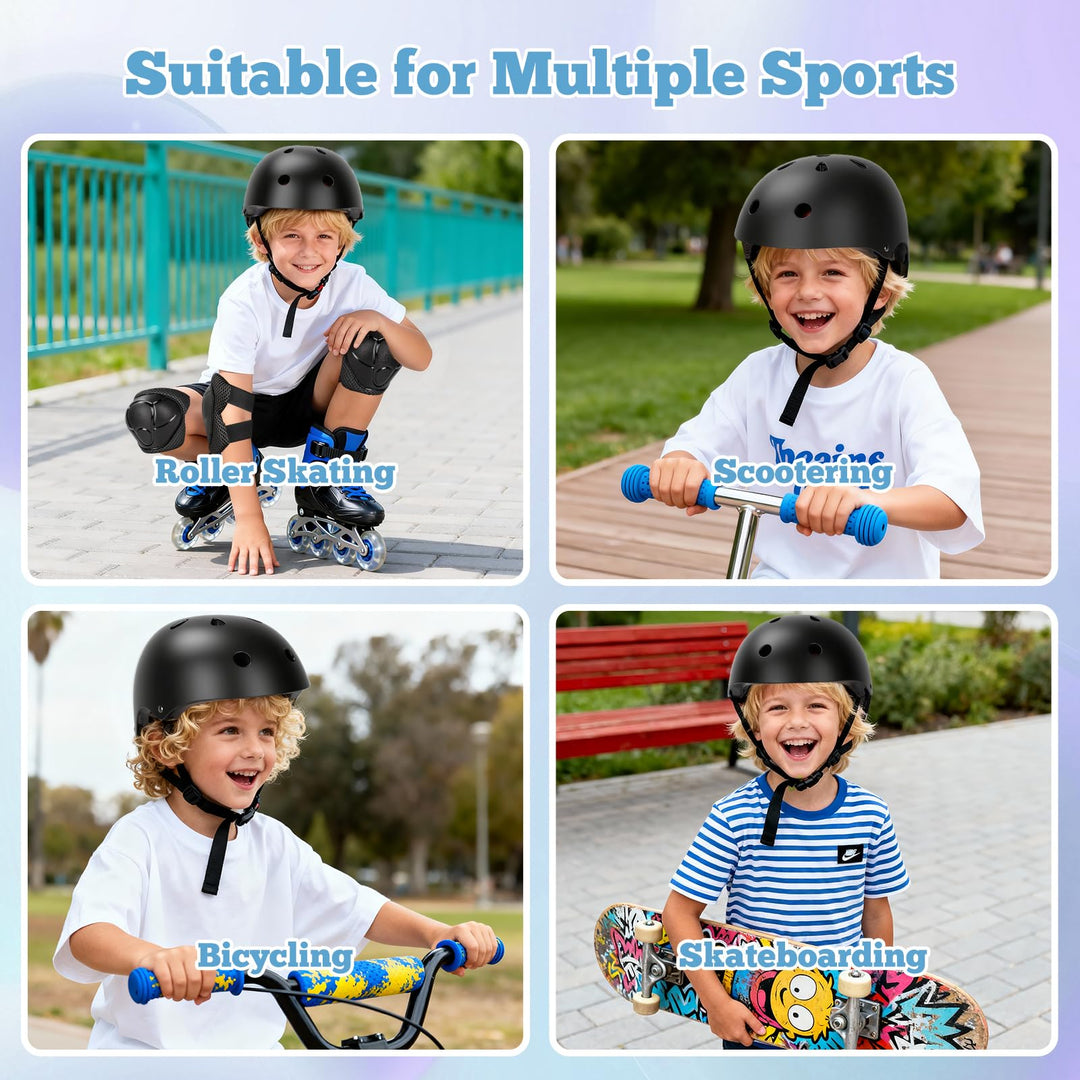 Kids Bike Helmet Set Adjustable Helmet for Ages 3-15 Kids Toddler Boys Girls Youth, Multi-Sport Bicycle Skateboarding Scooter Rollerblade Balance Bike Helmets