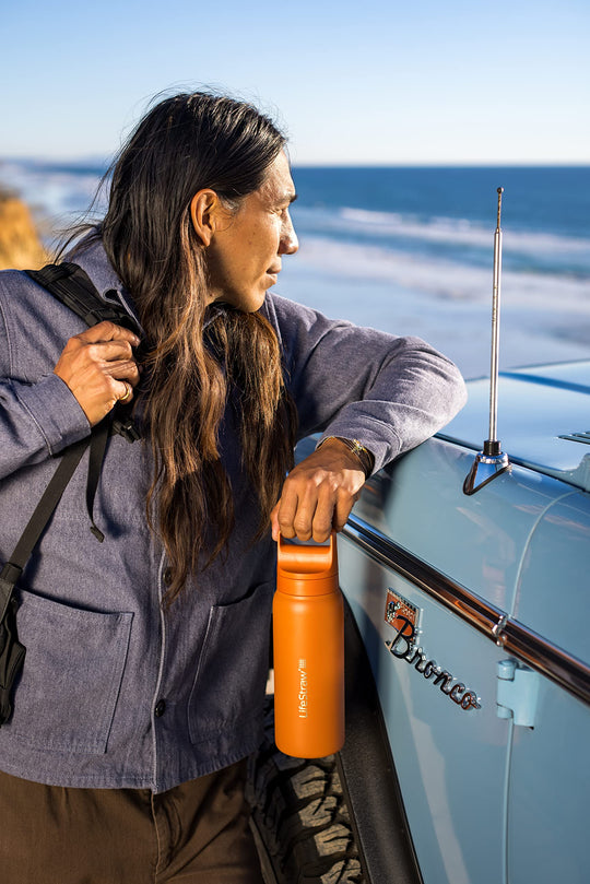 LifeStraw Go Series – Insulated Stainless Steel Water Filter Bottle for Travel and Everyday use removes Bacteria, parasites and microplastics, Improves Taste