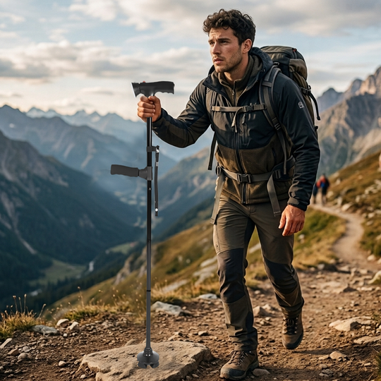 Foldable LED Telescopic Trekking Pole with Built-In Signal &amp; Anti-Slip Base