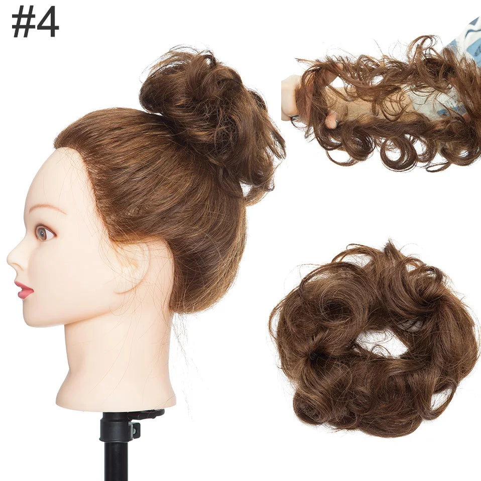 S-noilite 23g 100% Real Human Hair Curly Donut Chignon Ring Hairpiece For Women Natural Color Non-Remy Extension Brazilian Hair