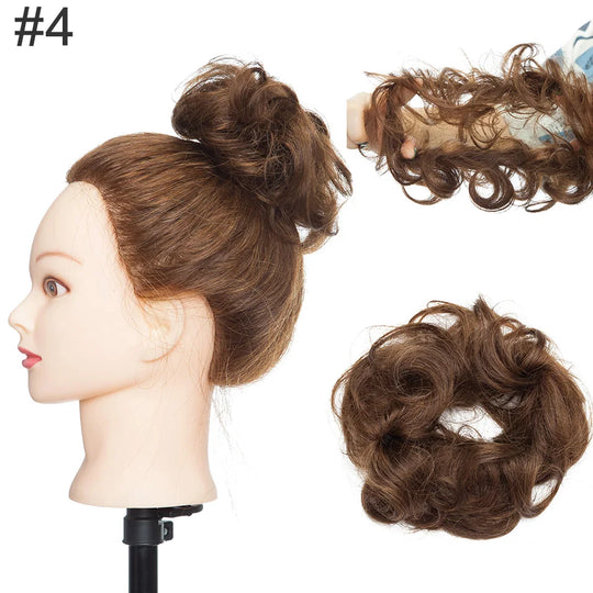 S-noilite 23g 100% Real Human Hair Curly Donut Chignon Ring Hairpiece For Women Natural Color Non-Remy Extension Brazilian Hair