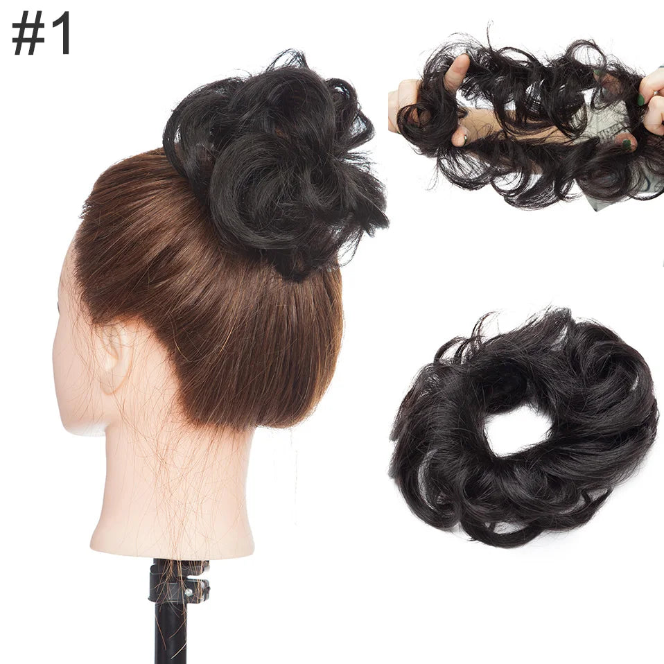 S-noilite 23g 100% Real Human Hair Curly Donut Chignon Ring Hairpiece For Women Natural Color Non-Remy Extension Brazilian Hair