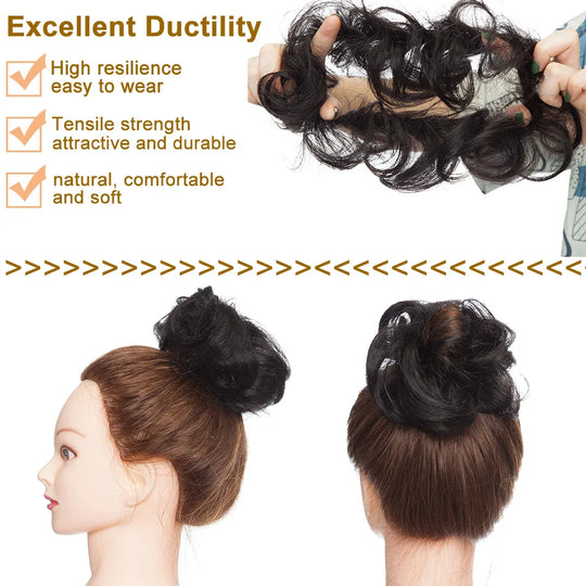 S-noilite 23g 100% Real Human Hair Curly Donut Chignon Ring Hairpiece For Women Natural Color Non-Remy Extension Brazilian Hair