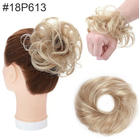 S-noilite 23g 100% Real Human Hair Curly Donut Chignon Ring Hairpiece For Women Natural Color Non-Remy Extension Brazilian Hair