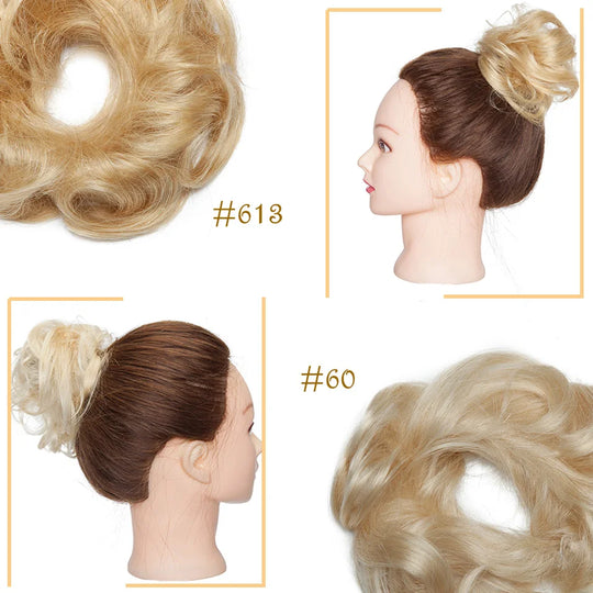 S-noilite 23g 100% Real Human Hair Curly Donut Chignon Ring Hairpiece For Women Natural Color Non-Remy Extension Brazilian Hair