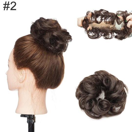 S-noilite 23g 100% Real Human Hair Curly Donut Chignon Ring Hairpiece For Women Natural Color Non-Remy Extension Brazilian Hair