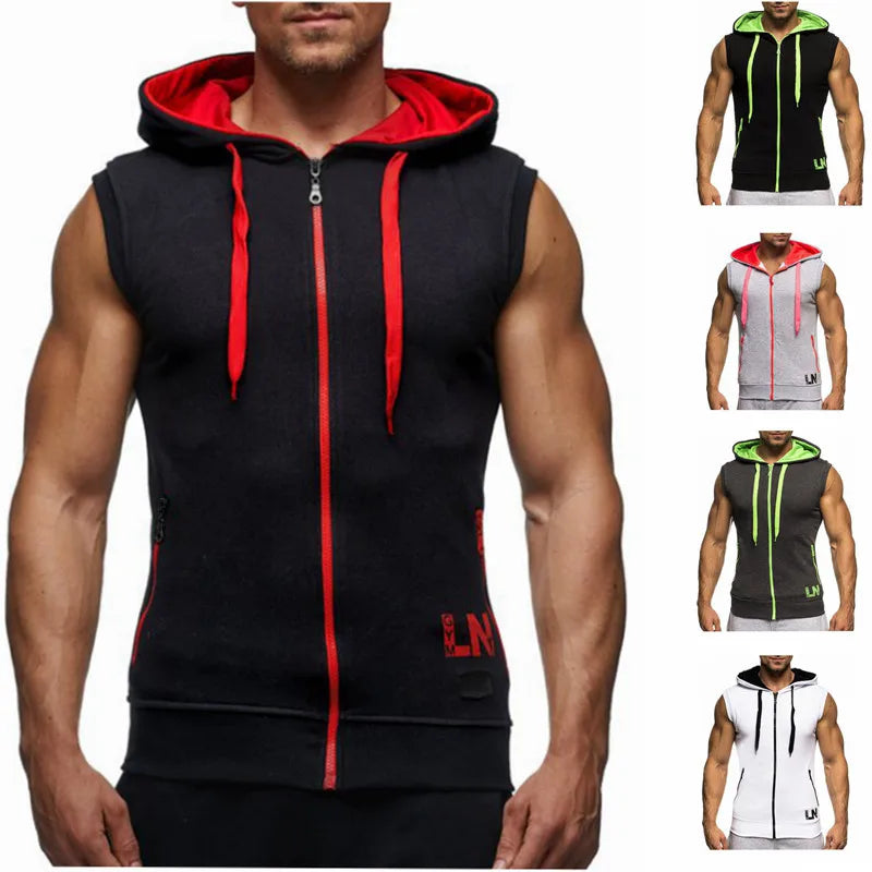 Sweatshirt sans manches homme capuche sport – Vue principale