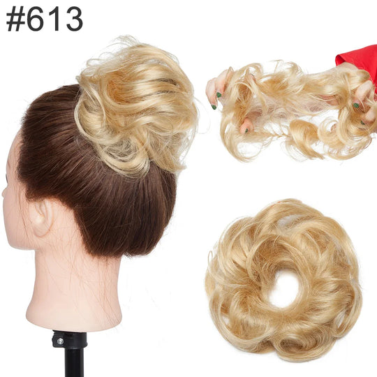 S-noilite 23g 100% Real Human Hair Curly Donut Chignon Ring Hairpiece For Women Natural Color Non-Remy Extension Brazilian Hair