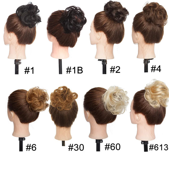 S-noilite 23g 100% Real Human Hair Curly Donut Chignon Ring Hairpiece For Women Natural Color Non-Remy Extension Brazilian Hair