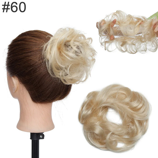 S-noilite 23g 100% Real Human Hair Curly Donut Chignon Ring Hairpiece For Women Natural Color Non-Remy Extension Brazilian Hair