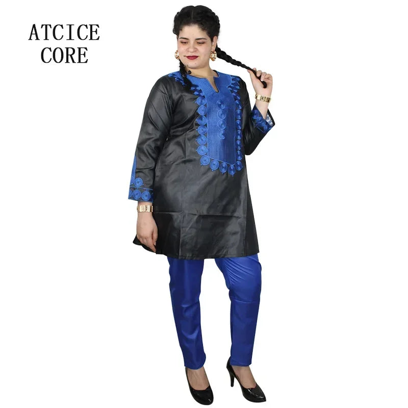 Tenue africaine femme broderie basin haut pantalon – Vue principale