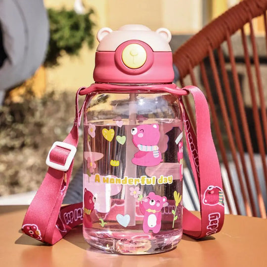 Cute Kids Water Bottle with Straw Free BPA Leakproof Outdoor Portable Children&