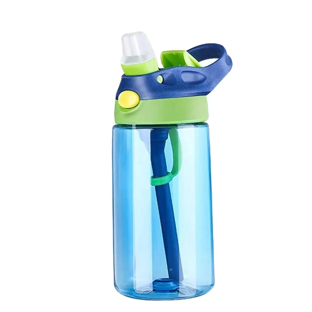 Kids Water Bottle with Straw &amp; Handle - 16 oz BPA Free Kids Water Bottles, Spill Proof, Easy-Clean, Dishwasher Safe - Cute Dino