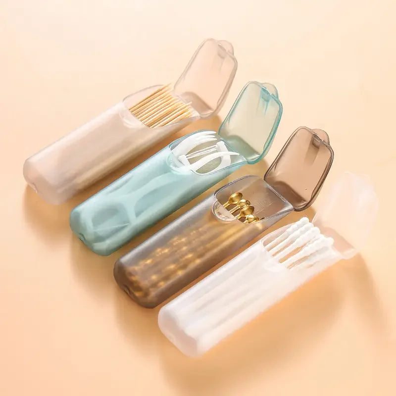 Portable toothpick floss case compact travel organizer